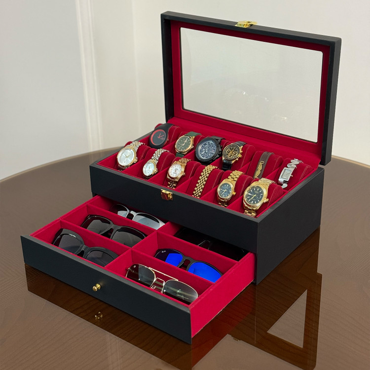 جعبه ساعت و عینک مدل WG101 | با ظرفیت ۱۲ ساعت و ۶ عینک