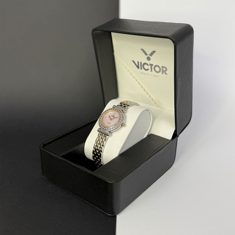 ساعت مچی زنانه ویکتور مدل V5757-04 با بند استیل براق و طراحی لوکس و کلاسیک