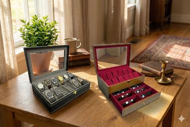 راهنمای انتخاب جعبه ساعت چوبی و چرمی | تفاوت‌ها و مزایا